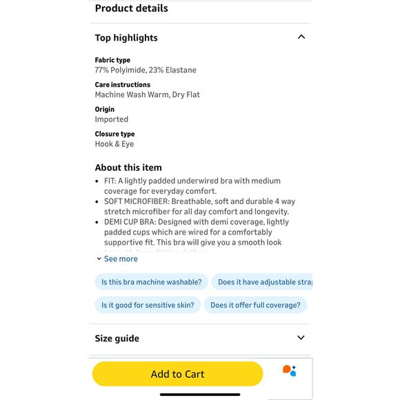 Amazon Essential 2-Pack of Bras with Underwire and lightly padded - 34DD - Picture 3 of 3